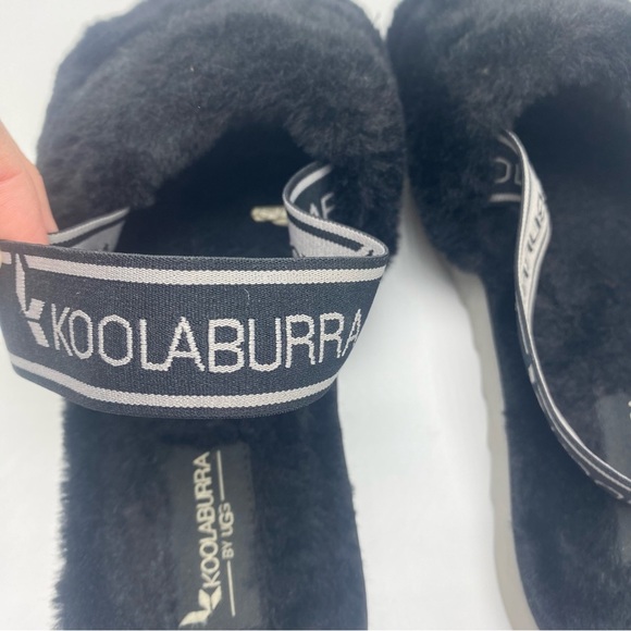 Kookaburra UGG Fuzzy Black Slide Back-strap Slipper Size 9 Style 1116914 - Picture 5 of 9